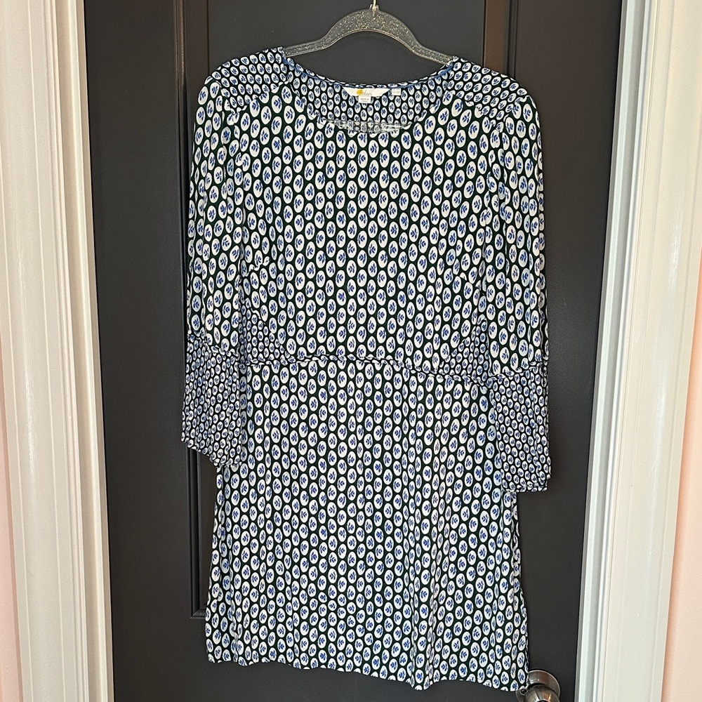 Boden Green & Blue‎ Geometric Long Sleeve Dress/Tunic size 10